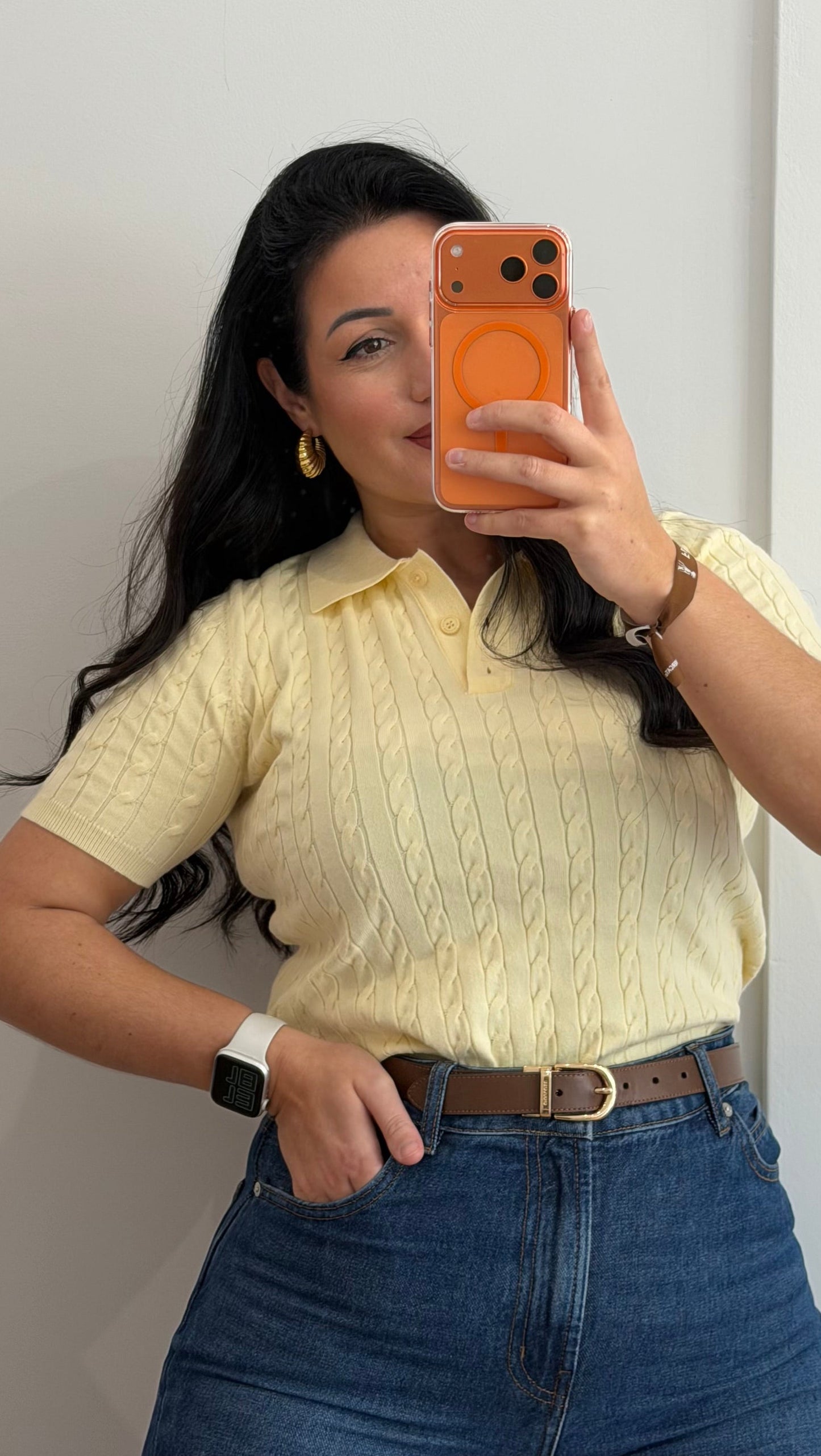 POLO TRANÇADO AMARELO