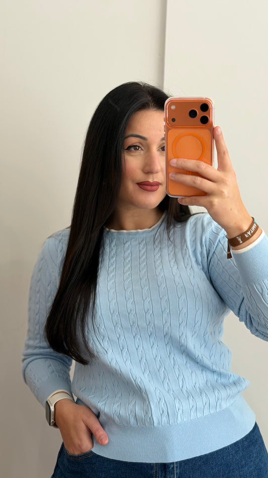 MALHA TRANÇADA AZUL-BEBÉ