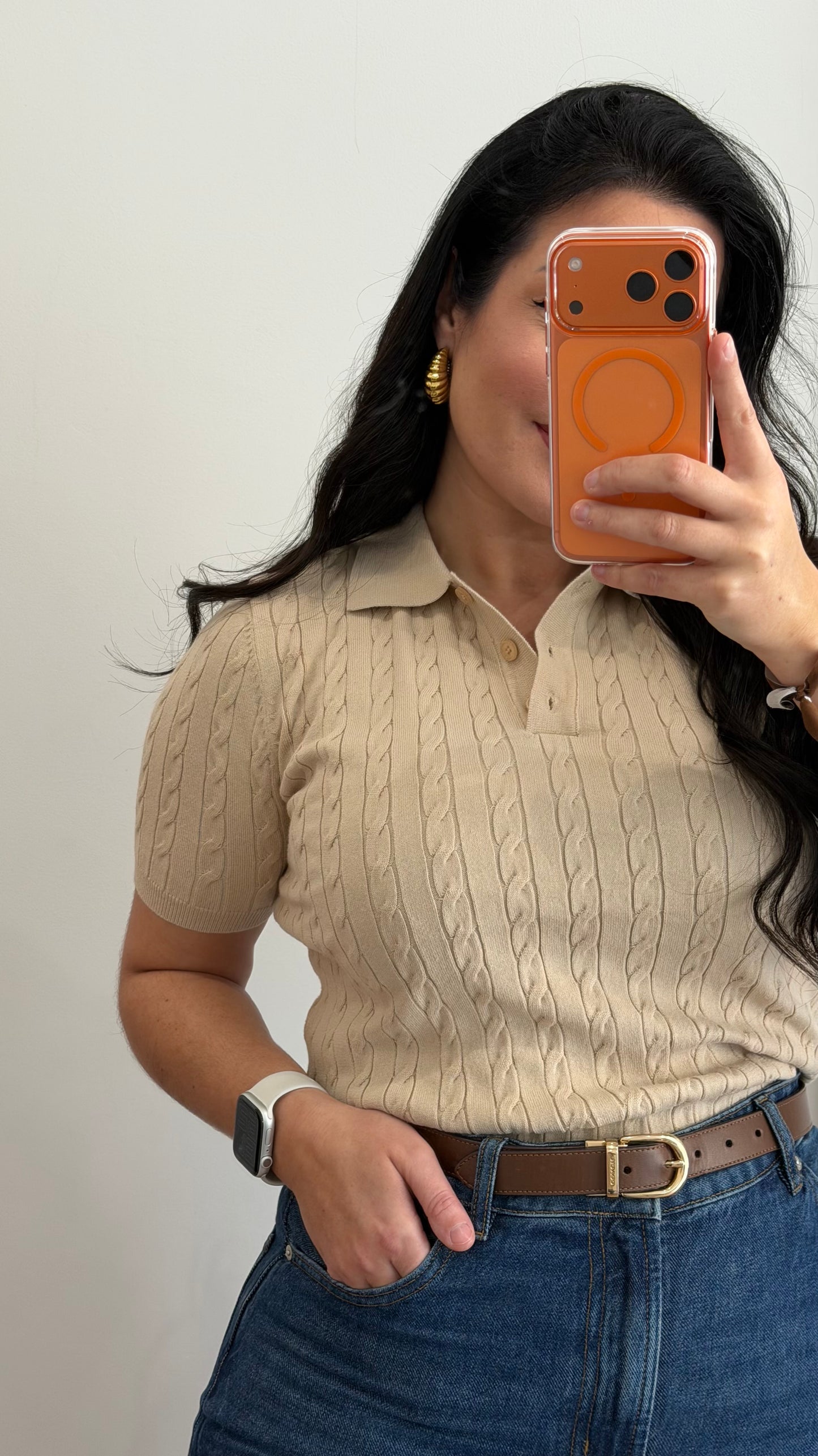 POLO TRANCADO BEGE
